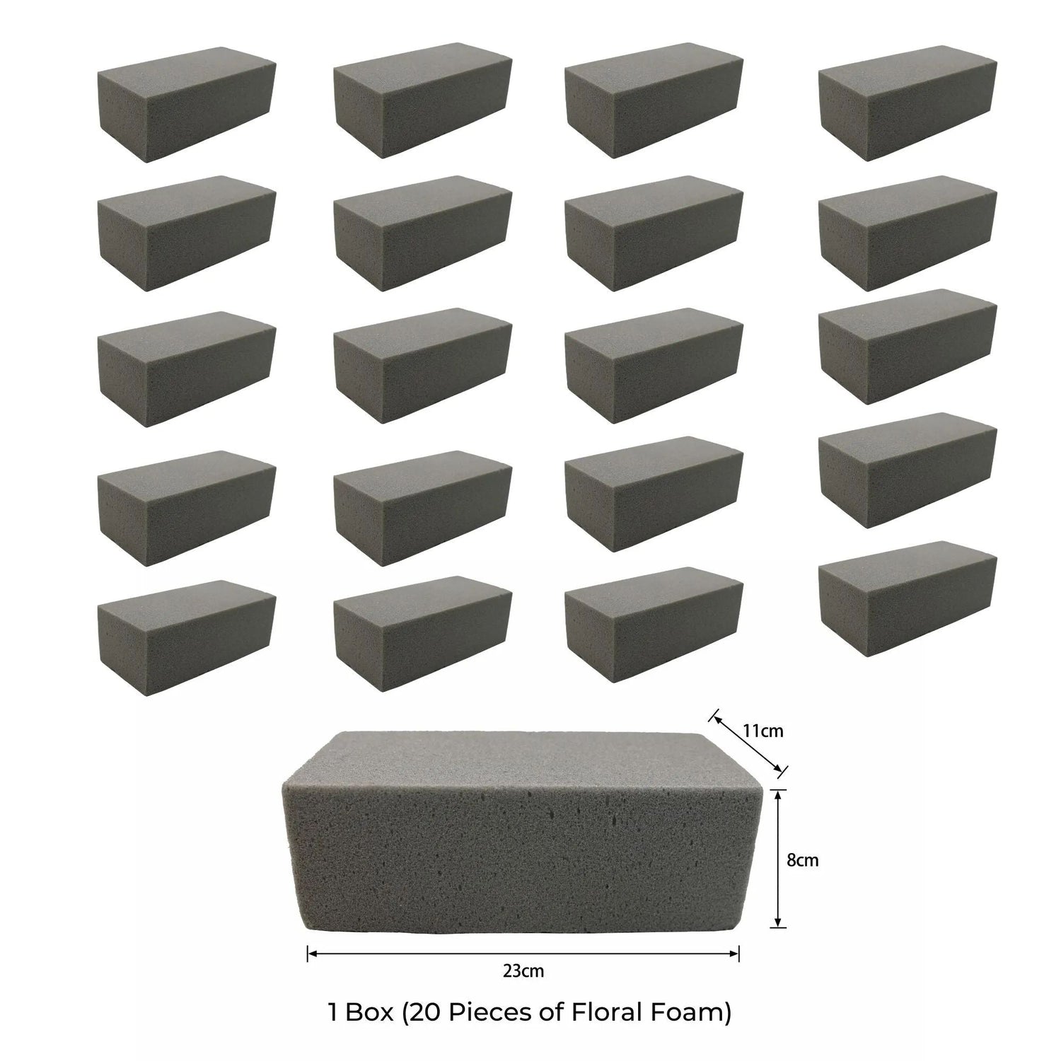 20 Pieces Of Dry Floral Foam Bricks 23cm X 11cm X 8cm (Artificial Plant Foam Blocks – Formaldehyde FREE) - Designer Vertical Gardens Installation Equipment