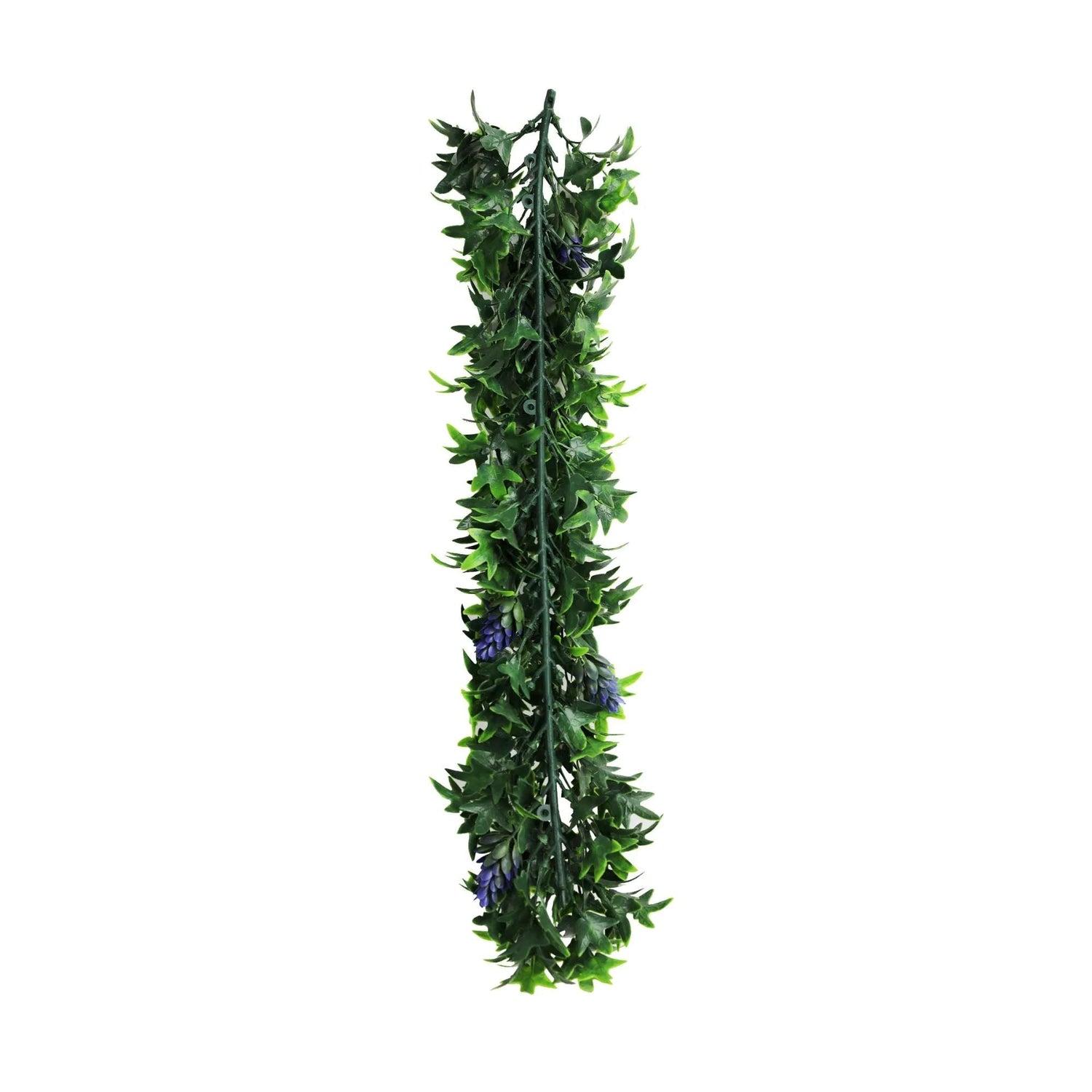 Artificial Extendable Hanging Bright Green Ivy Bush With Purple Flowers 55cm UV Resistant - Designer Vertical Gardens Artificial ivy garland Event ivy garland