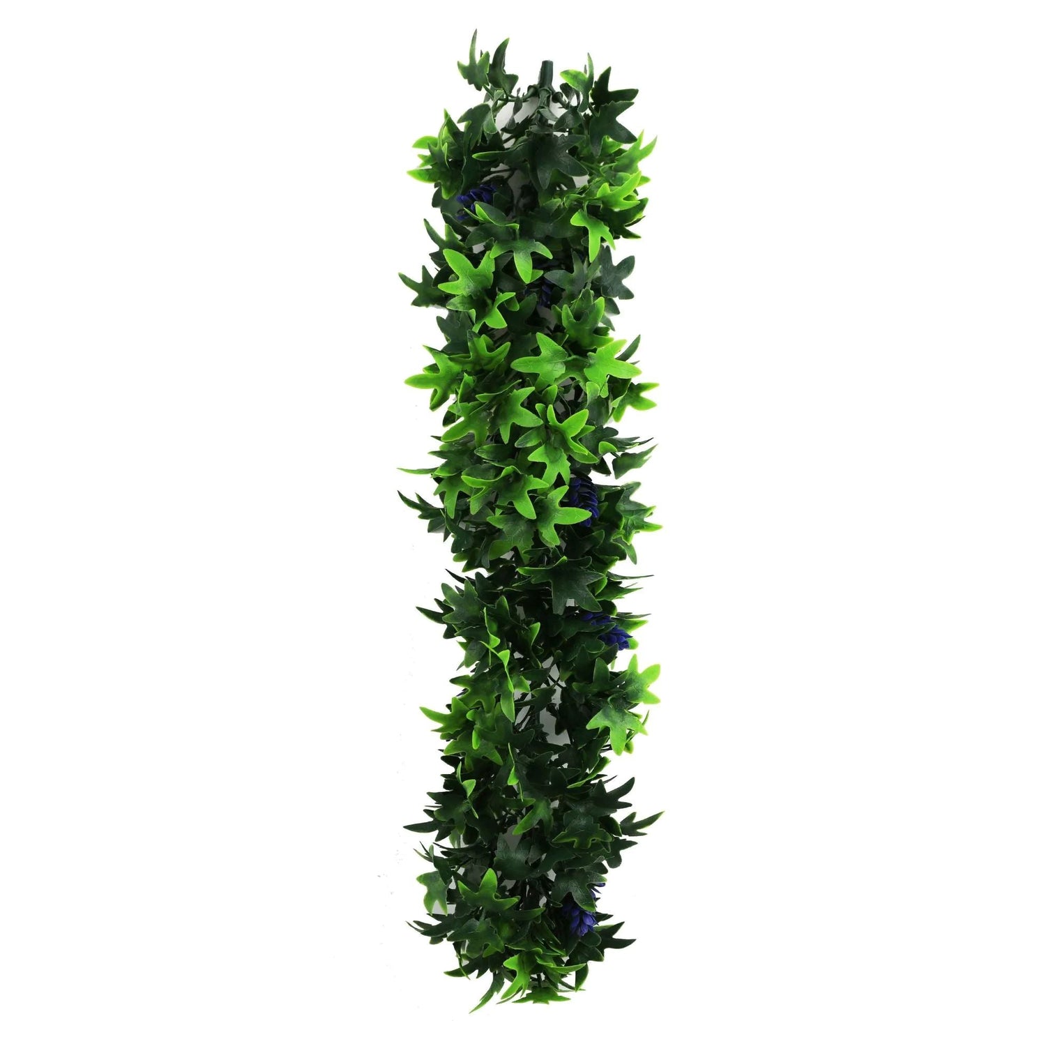 Artificial Extendable Hanging Bright Green Ivy Bush With Purple Flowers 55cm UV Resistant - Designer Vertical Gardens Artificial ivy garland Event ivy garland