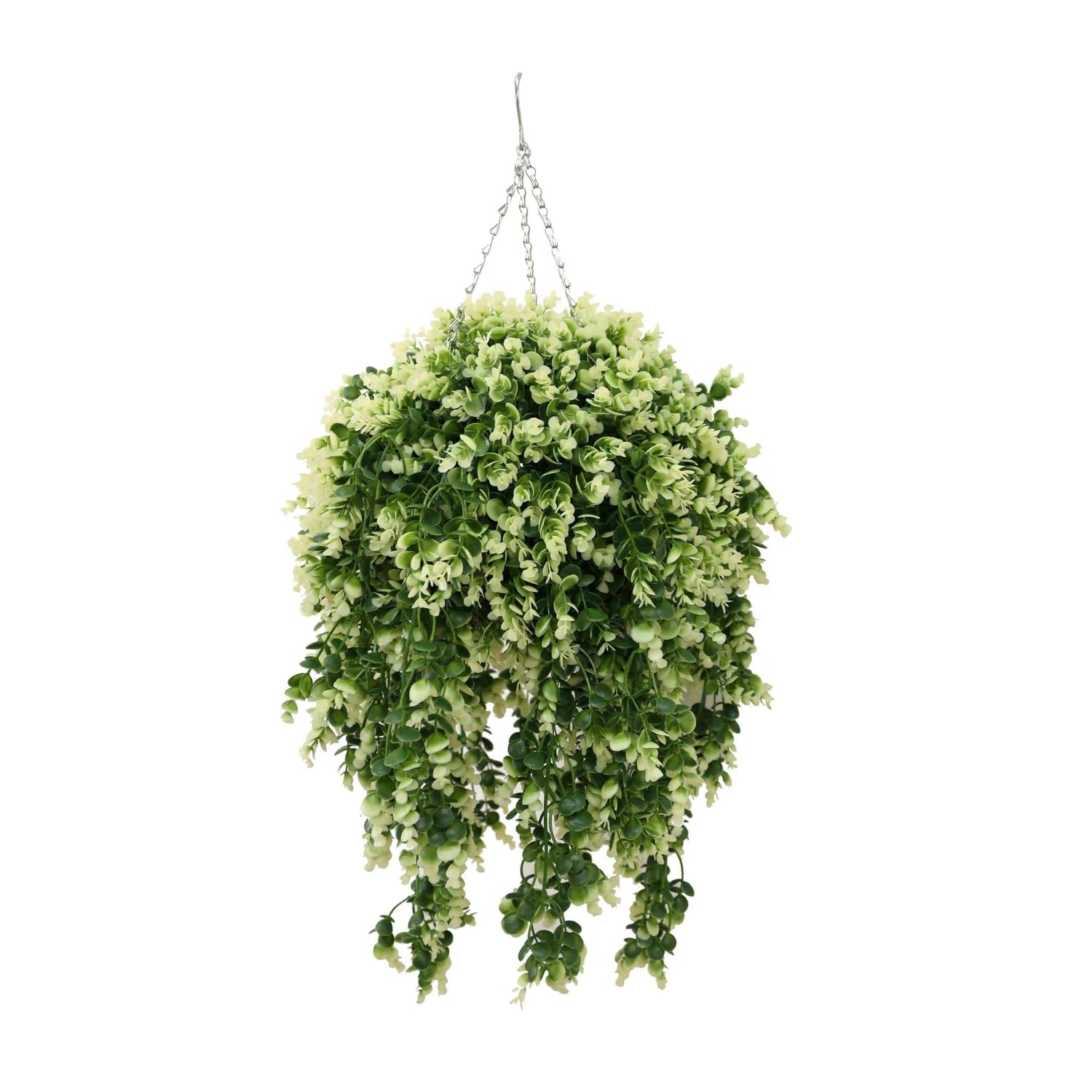 Artificial Spring Evergreen Hanging Basket UV Resistant 43cm - Designer Vertical Gardens artificial hanging basket artificial hanging fern plant