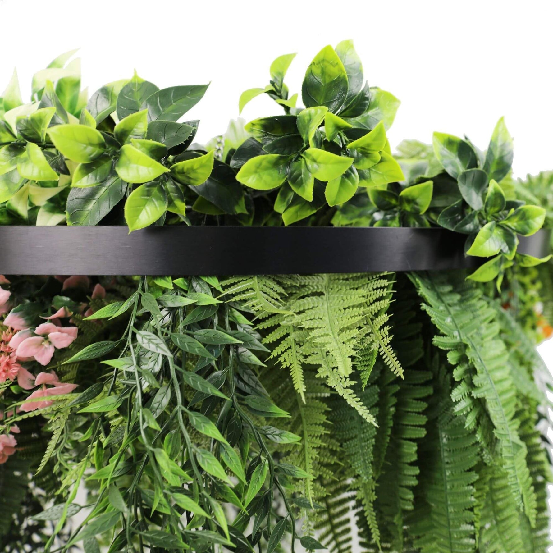 Black Artificial Hanging Green Wall Disc 40cm UV Resistant - Designer Vertical Gardens artificial hanging fern plant artificial hanging ferns