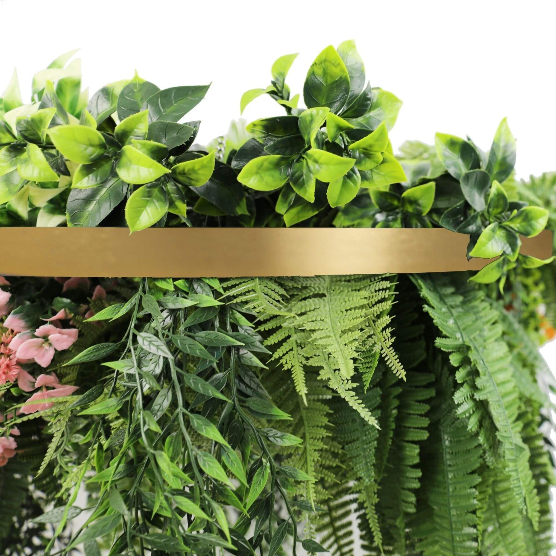 Gold Artificial Hanging Green Wall Disc 60cm UV Resistant - Designer Vertical Gardens artificial hanging fern Artificial vertical garden wall disc