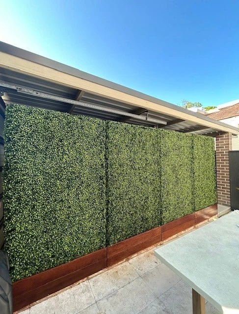 UV Resistant Portable Mixed Boxwood Artificial Hedge - 2m High x 1m Wide x 25cm Deep - DIY Assembly - Designer Vertical Gardens artificial garden wall plants artificial green wall australia