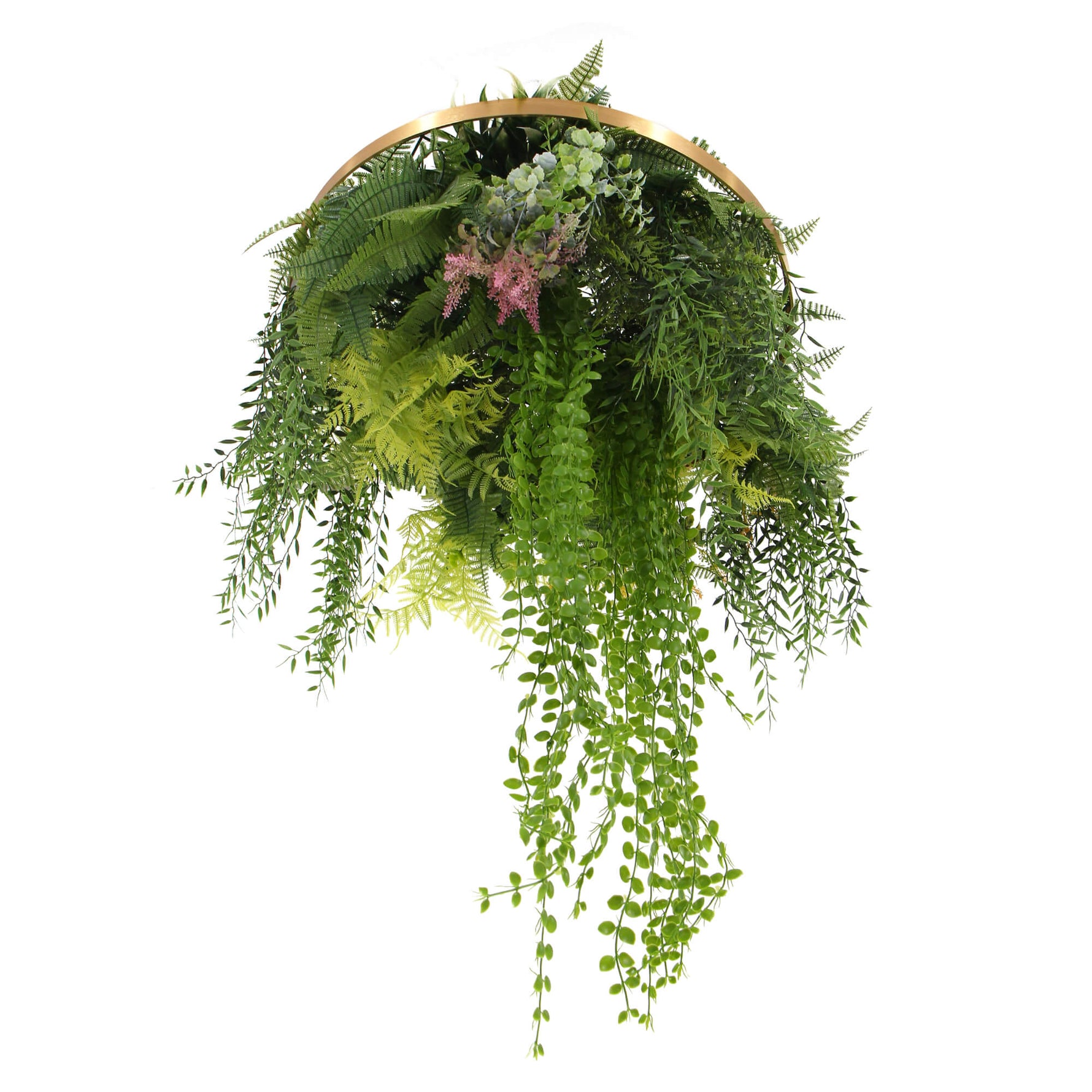 Imitation Gold Artificial Hanging Green Wall Disc 60cm (Limited Range)