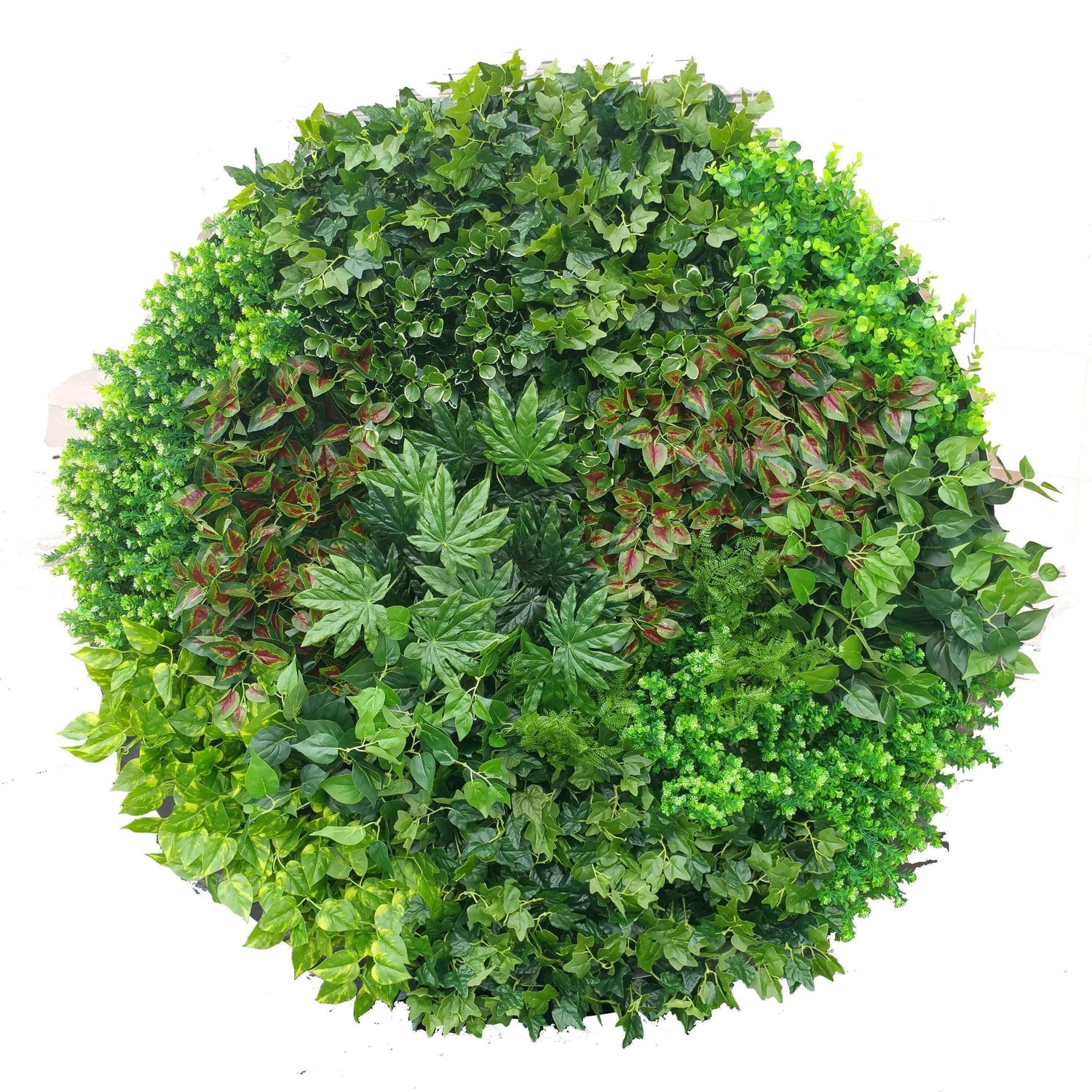 150cm Tropical Green Artificial Vertical Garden Disc - Designer Vertical Gardens artificial garden wall plants artificial green wall australia