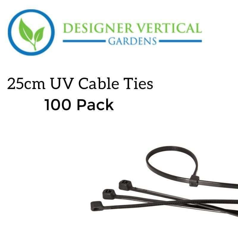 5 x 25cm UV Cable ties (wire, mesh or surfaces with holes) - 100 Pack (500 Total) - Designer Vertical Gardens artificial garden wall plants artificial green wall australia