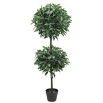 Artificial Bayleaf Ficus Topiary Tree Two Ball Potted Topiary 130cm  - Designer Vertical Gardens Artificial Trees Artificial Trees for Commercial Properties