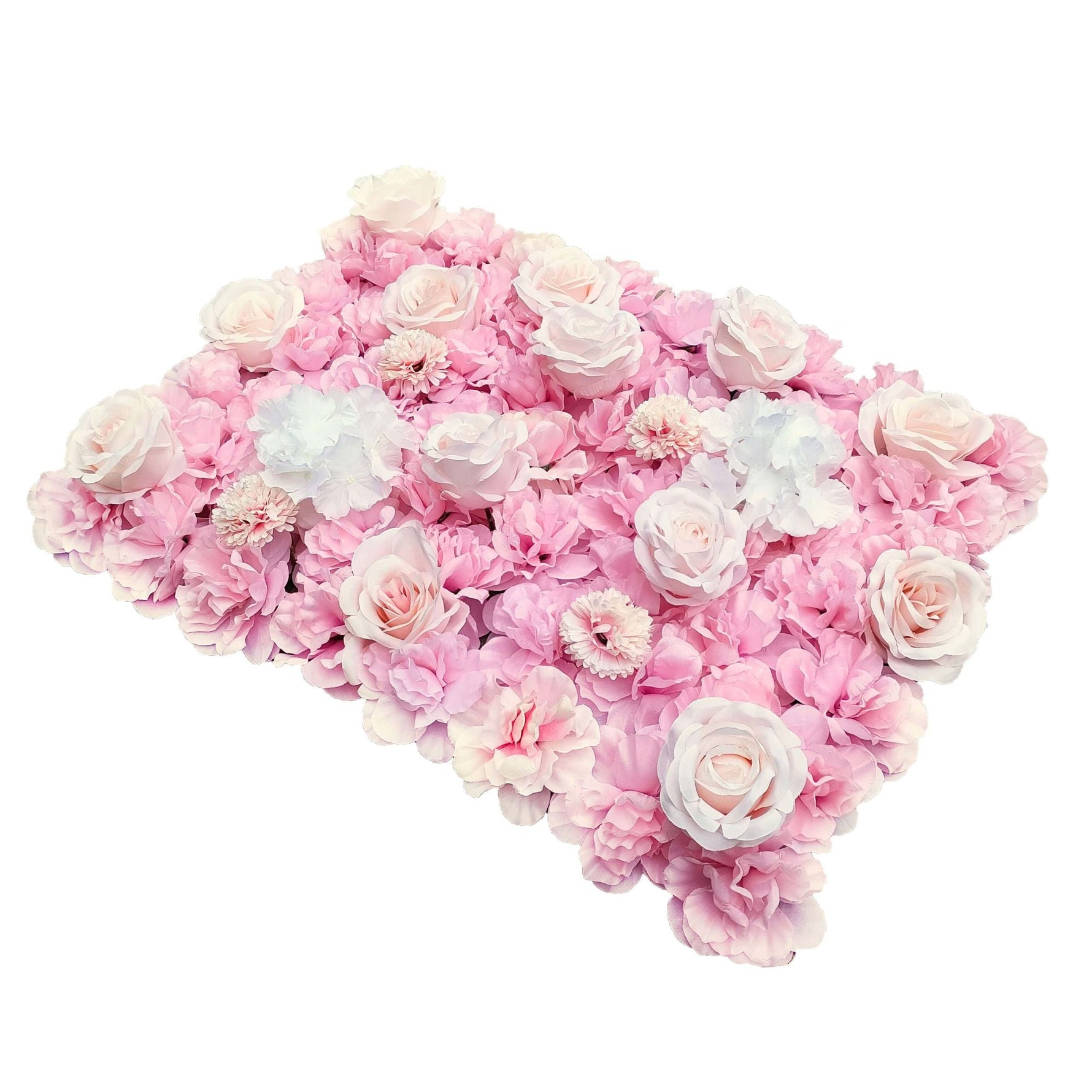 Artificial Flower Wall Backdrop Panel 40cm X 60cm Mixed White & Cream & Pink Flowers - Designer Vertical Gardens artificial green walls with flowers Flowering plants