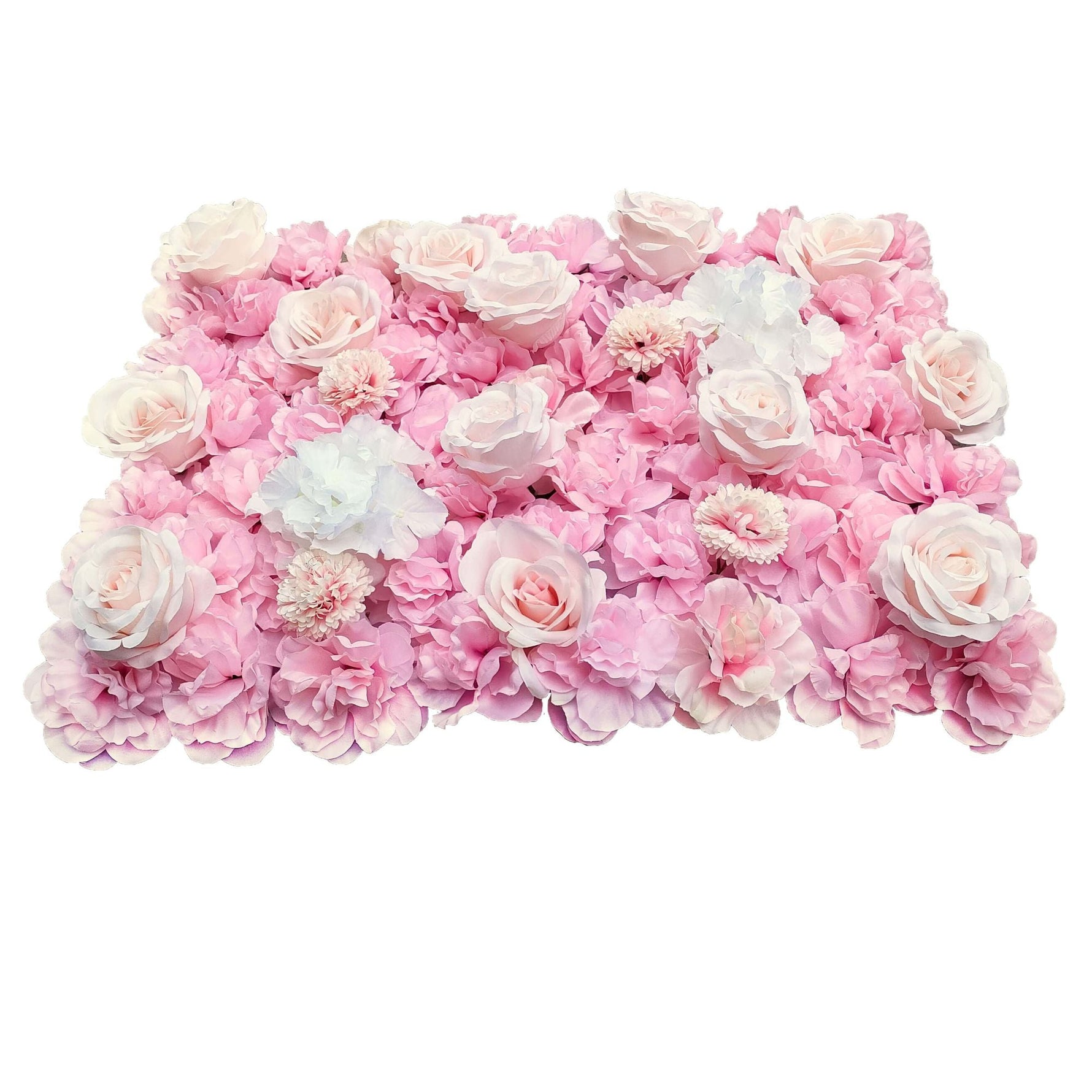 Artificial Flower Wall Backdrop Panel 40cm X 60cm Mixed White & Cream & Pink Flowers - Designer Vertical Gardens artificial green walls with flowers Flowering plants