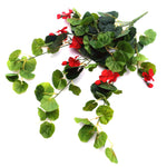 Artificial Geranium Hanging Bush with Red Flowers 60cm - Designer Vertical Gardens