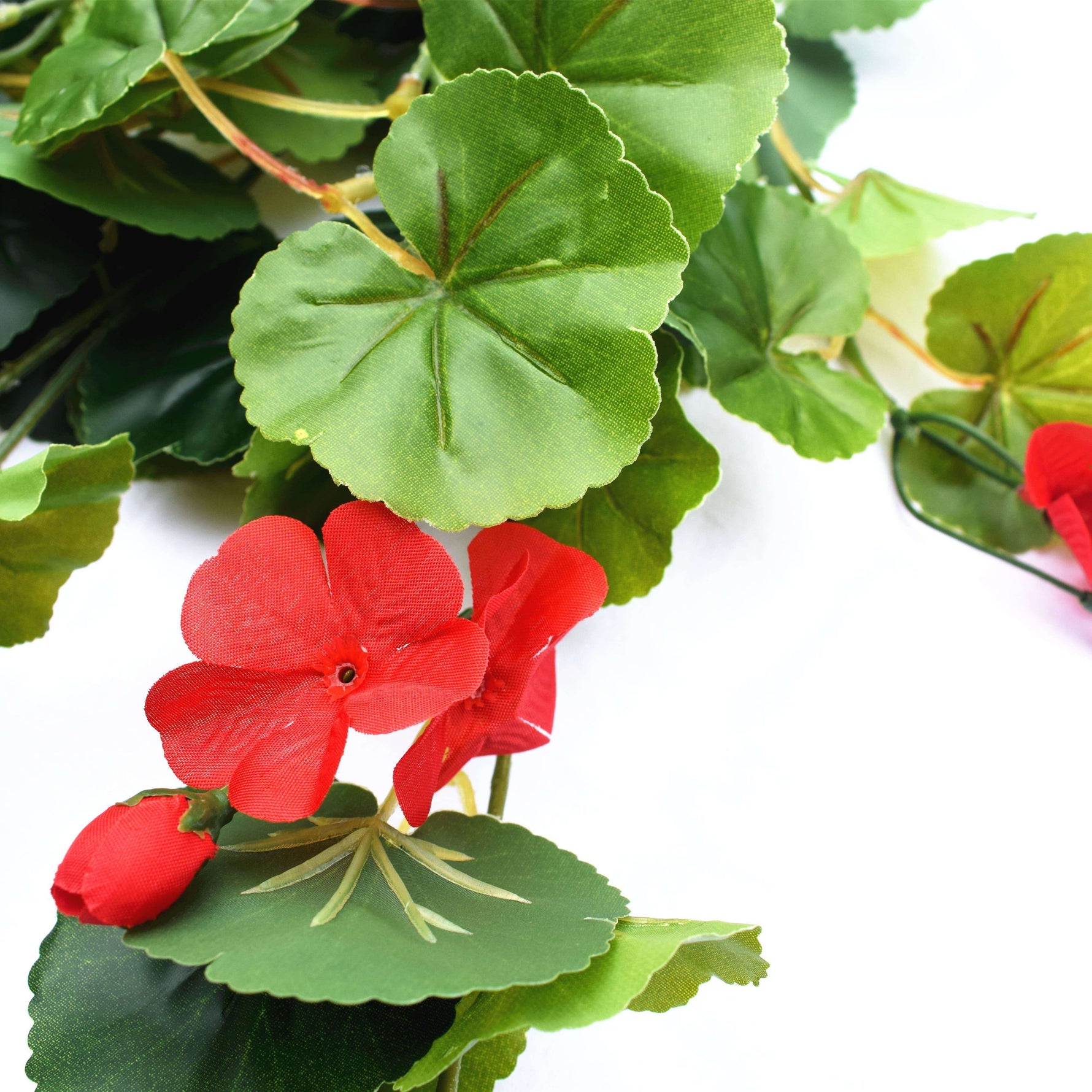 Artificial Geranium Hanging Bush with Red Flowers 60cm - Designer Vertical Gardens