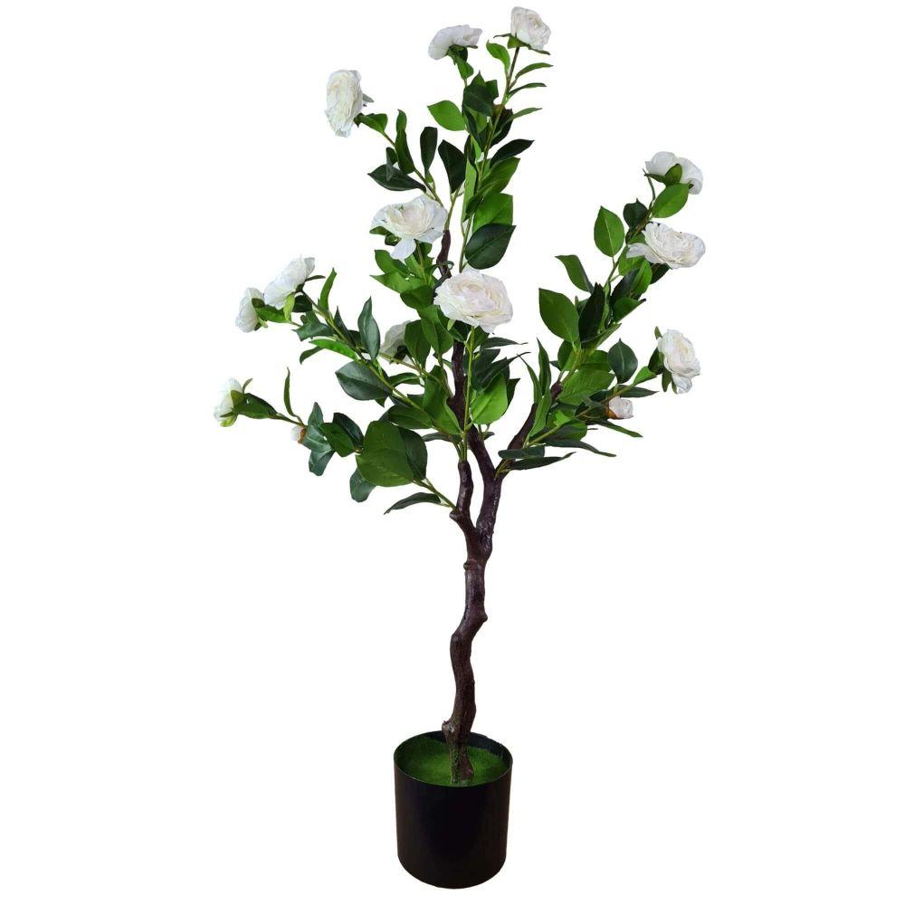 Flowering Natural White Artificial Camellia Tree 100cm - Designer Vertical Gardens Flowering plants vertical garden artificial plants