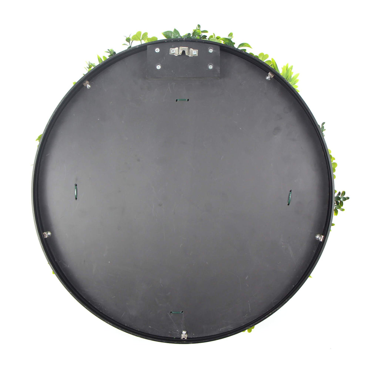 Flowering White Artificial Green Wall Disc UV Resistant 50cm (Black Frame) - Designer Vertical Gardens artificial garden wall plants artificial green wall australia