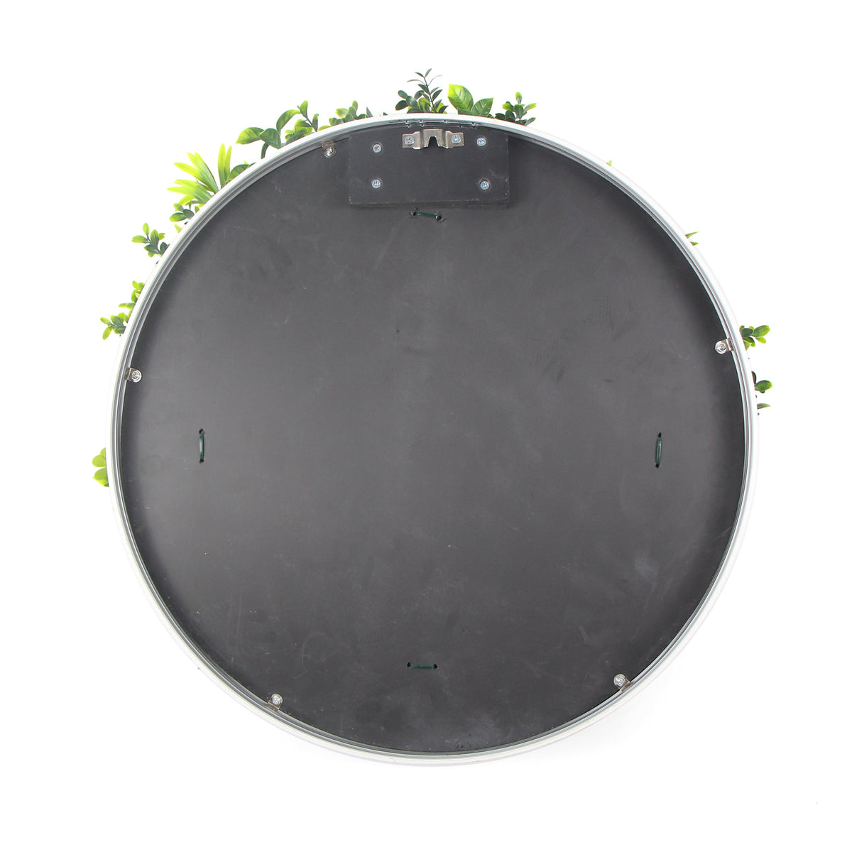 Flowering White Artificial Green Wall Disc UV Resistant 75cm (White Frame) - Designer Vertical Gardens Artificial vertical garden wall disc