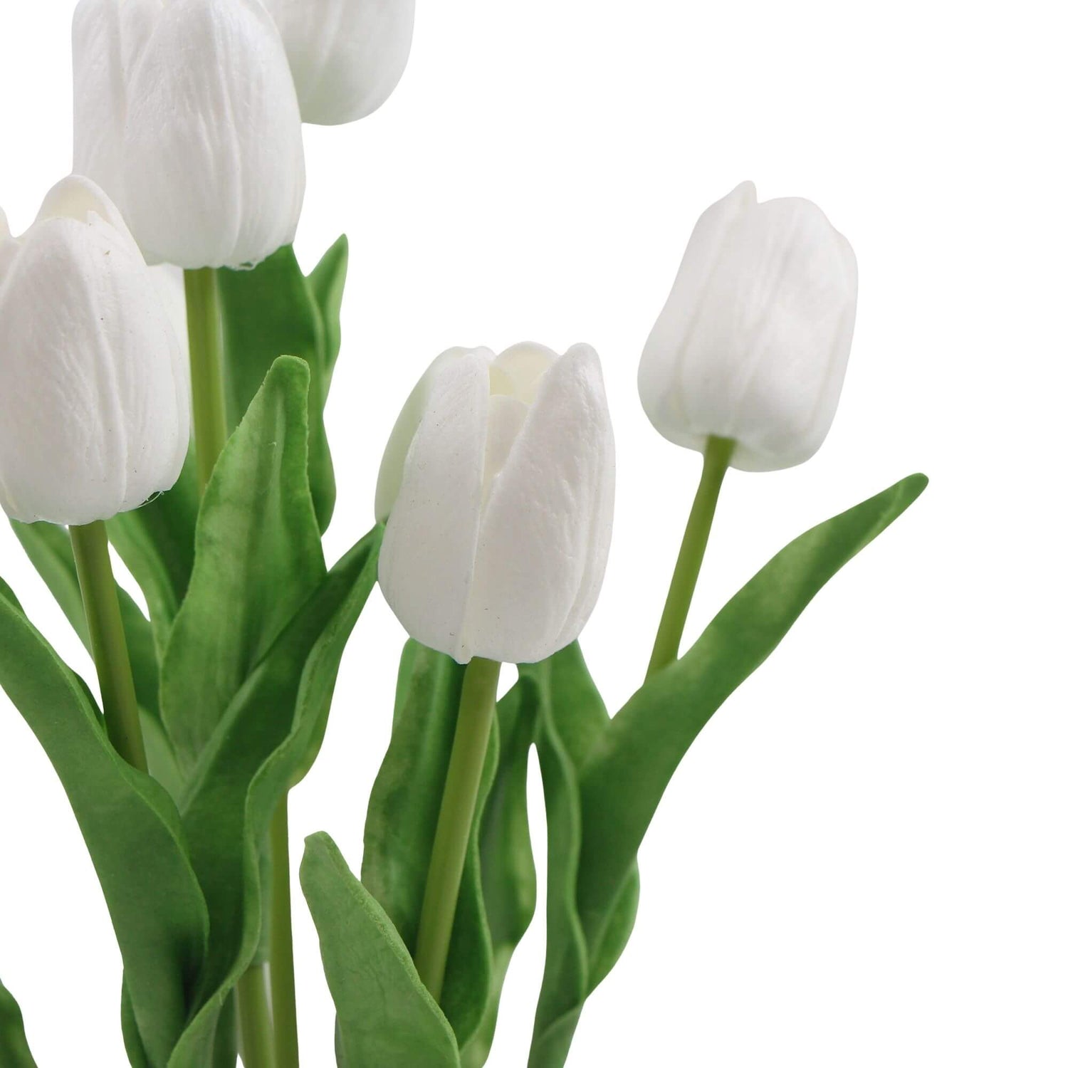 Flowering White Artificial Tulip Plant Arrangement With Ceramic Bowl 35cm - Designer Vertical Gardens Artificial Shrubs and Small plants