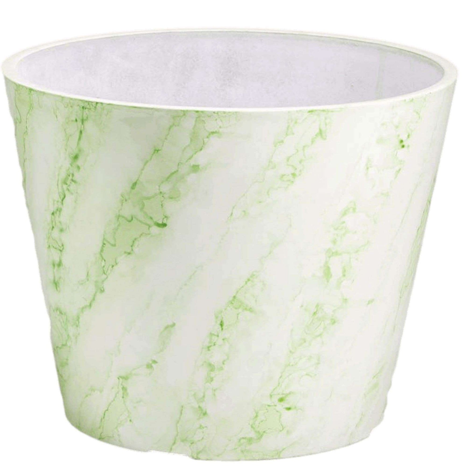 Green & White Imitation Marble Pot 25cm - Designer Vertical Gardens Pots