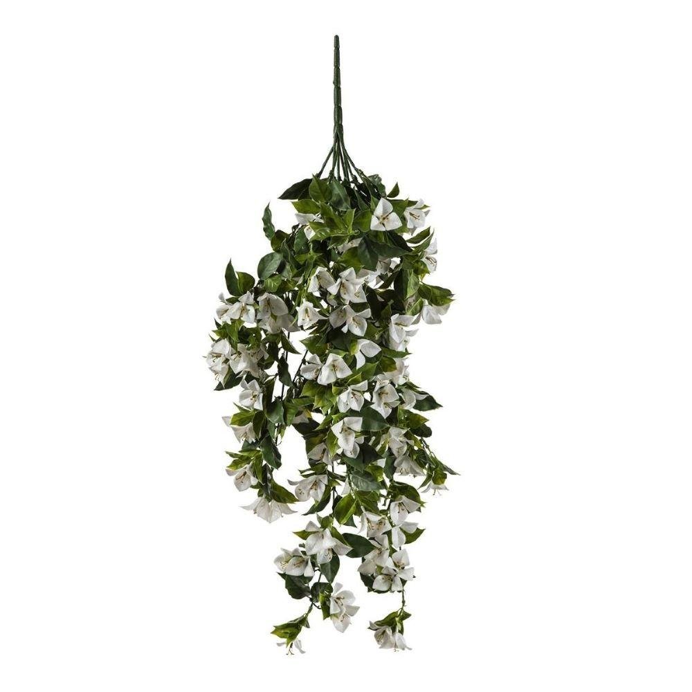 Hanging White Artificial Bougainvillea Plant UV Resistant 90cm - Designer Vertical Gardens Flowering plants hanging garland