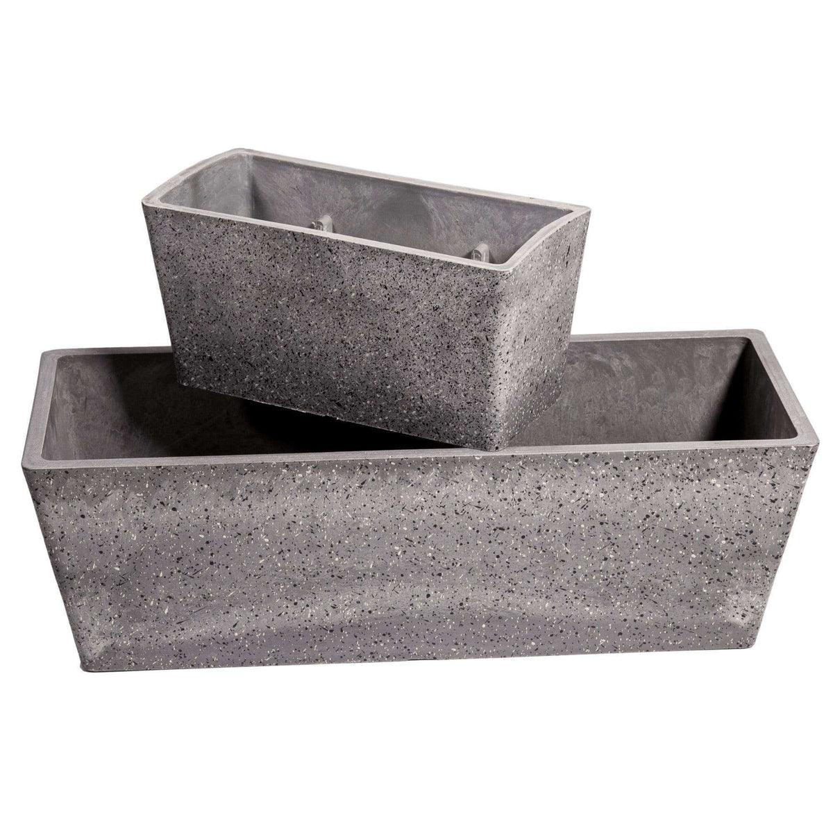 Imitation Stone Grey White Stone Rectangle Planter 50cm - Designer Vertical Gardens Pots