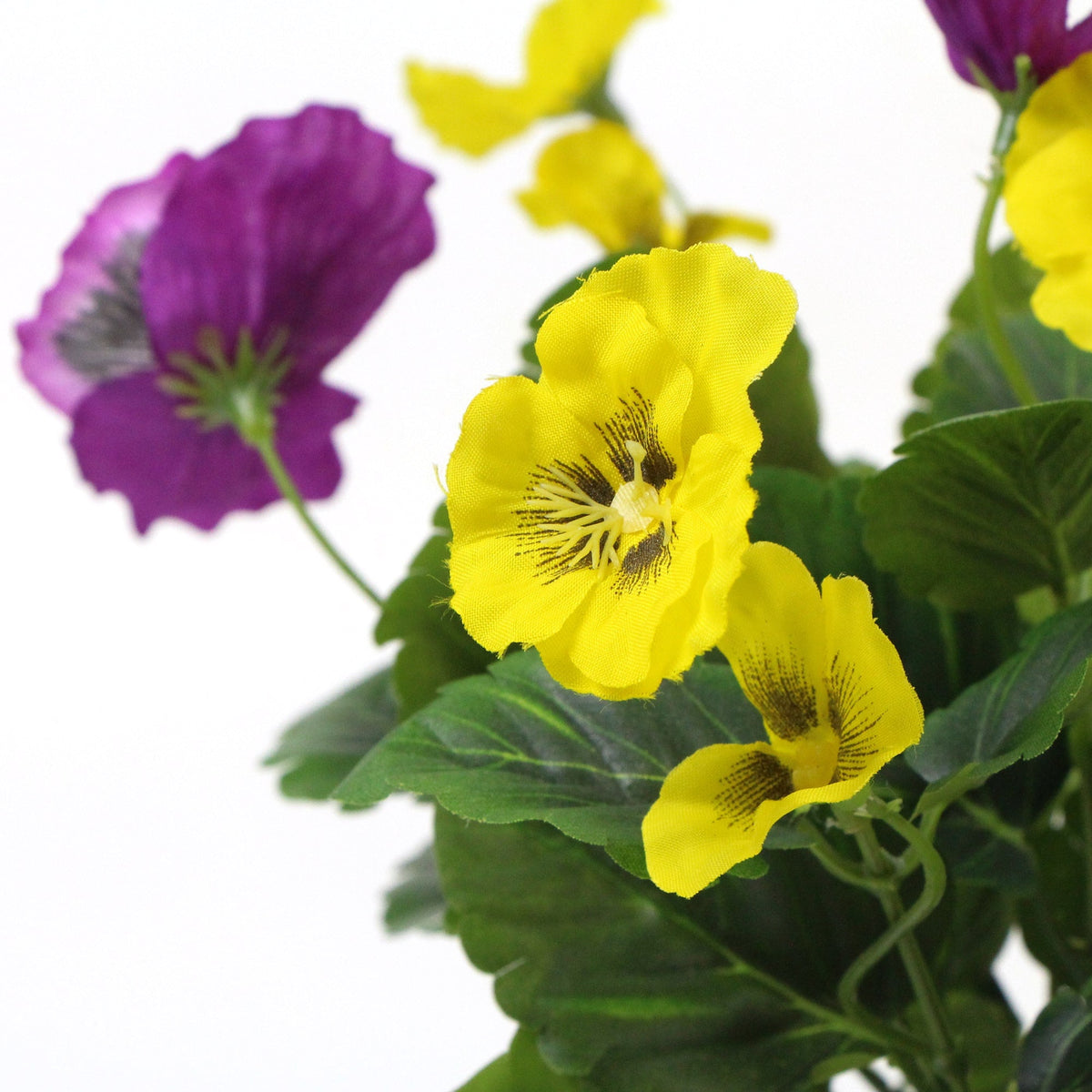 Mixed Pink And Yellow Flowering Potted Artificial Pansy Plants 25cm - Designer Vertical Gardens Artificial Shrubs and Small plants Flowering plants