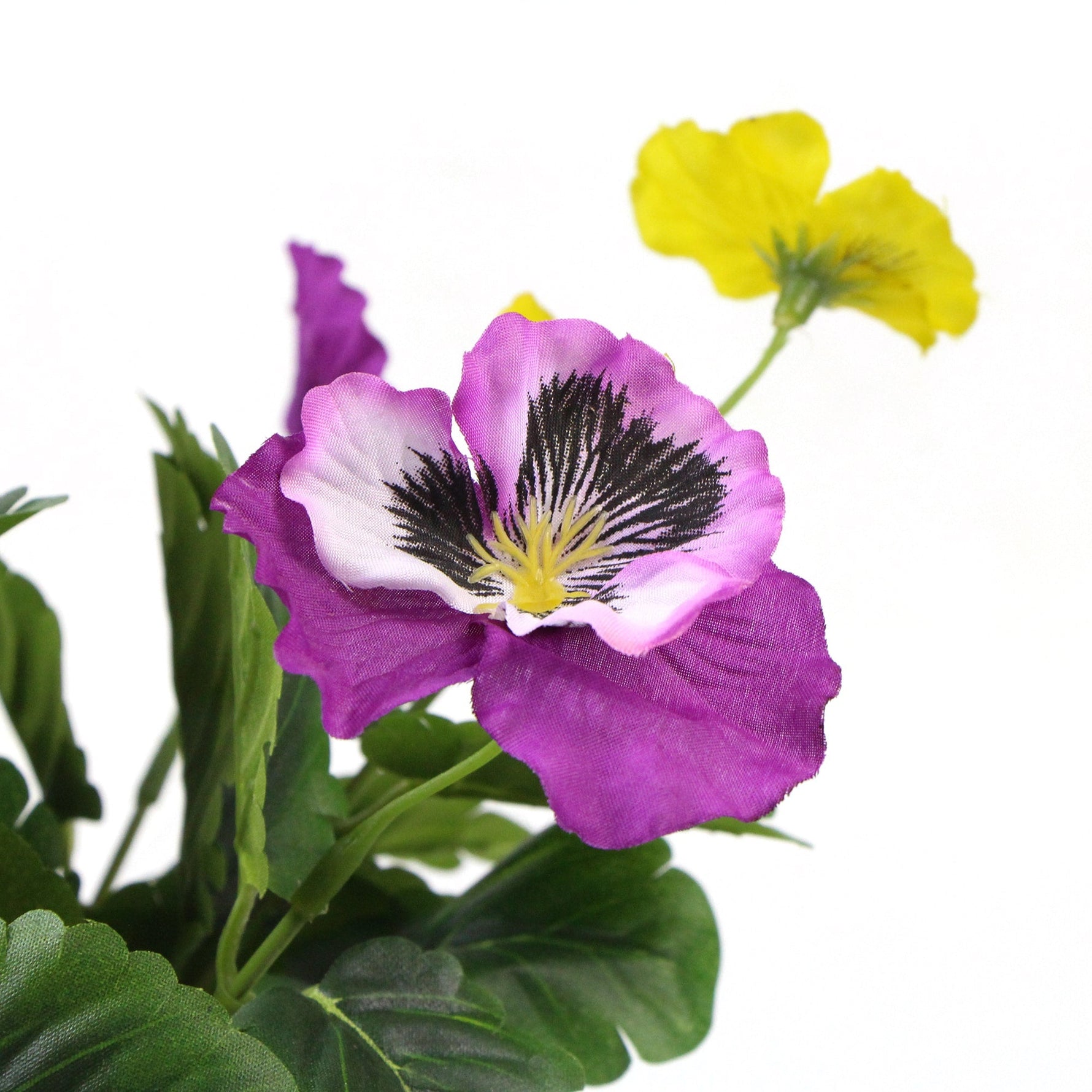 Mixed Pink And Yellow Flowering Potted Artificial Pansy Plants 25cm - Designer Vertical Gardens Artificial Shrubs and Small plants Flowering plants