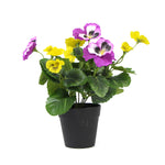 Mixed Pink And Yellow Flowering Potted Artificial Pansy Plants 25cm - Designer Vertical Gardens Artificial Shrubs and Small plants Flowering plants