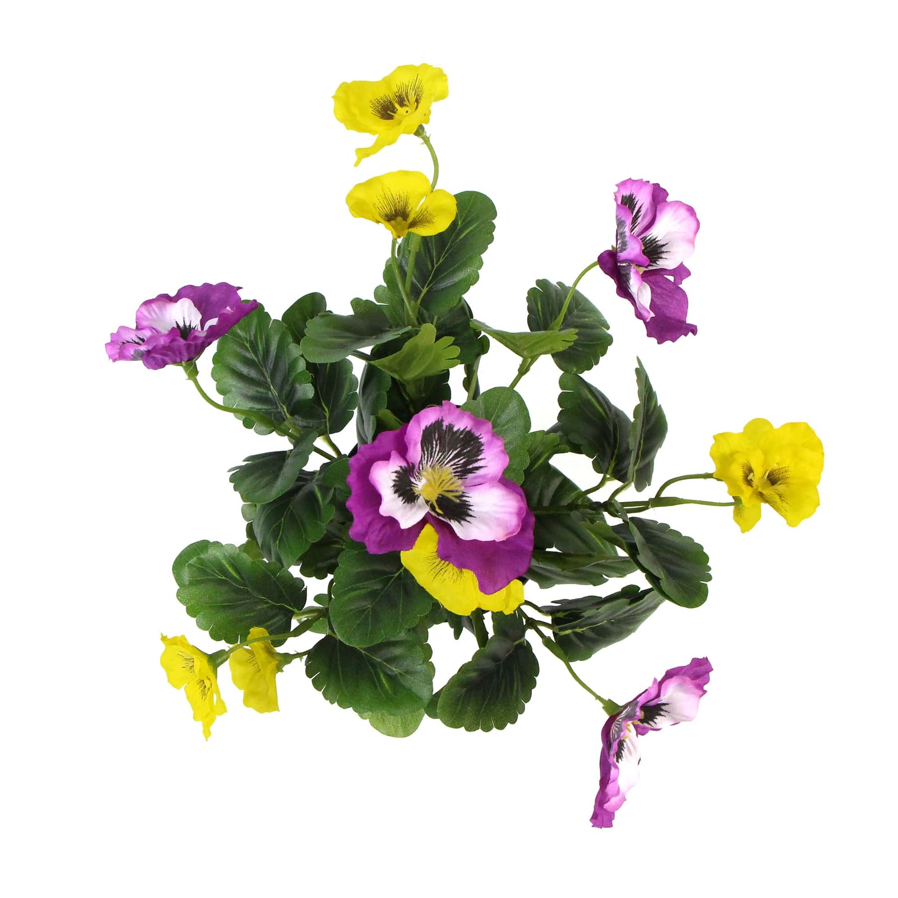 Mixed Pink And Yellow Flowering Potted Artificial Pansy Plants 25cm - Designer Vertical Gardens Artificial Shrubs and Small plants Flowering plants