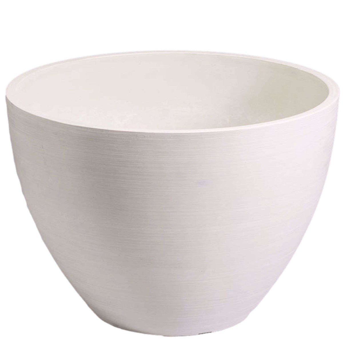 Polished Vintage White Planter Bowl 30cm - Designer Vertical Gardens Pots