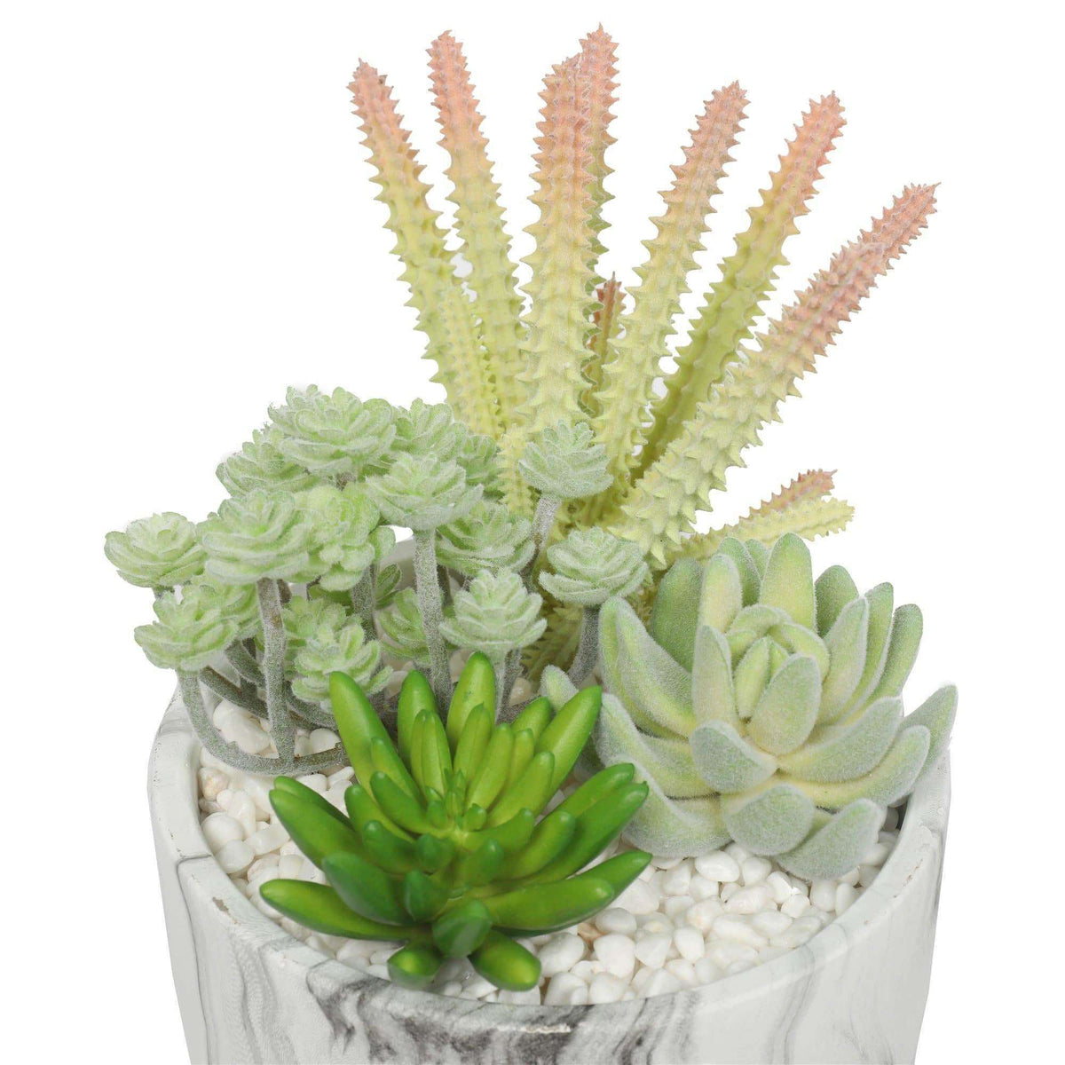 Potted Artificial Succulent Bowl with Marble Pot 20.5cm - Designer Vertical Gardens artificial vertical garden melbourne artificial vertical garden plants