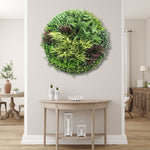 Slimline Artificial Green Wall Disc Art 100cm Grassy Fern UV Resistant (White) - Designer Vertical Gardens Artificial vertical garden wall disc