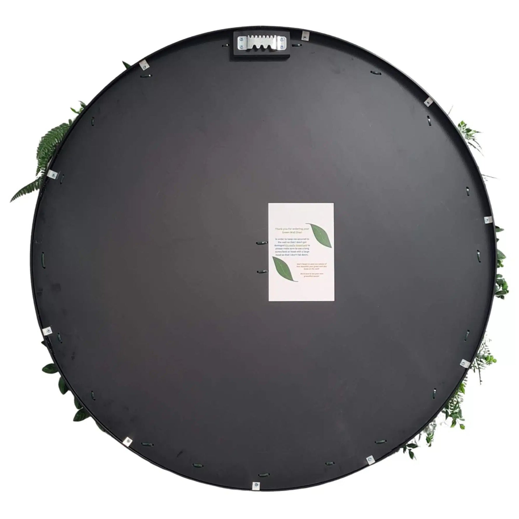 Tropical Green Artificial Vertical Garden Disc 80cm (White or Black Frame) - Designer Vertical Gardens artificial green wall installation fake vertical wall garden