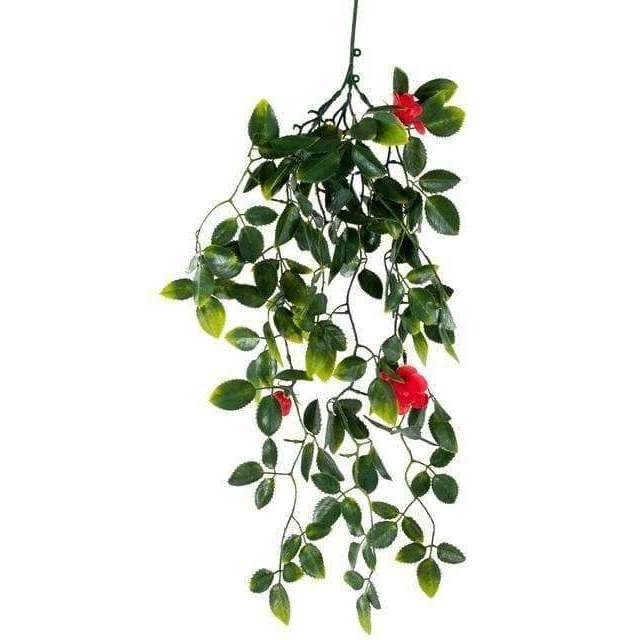 UV Resistant Hanging Artificial Red Flowering Mixed Foliage 60cm - Designer Vertical Gardens artificial garden wall plants artificial green wall australia