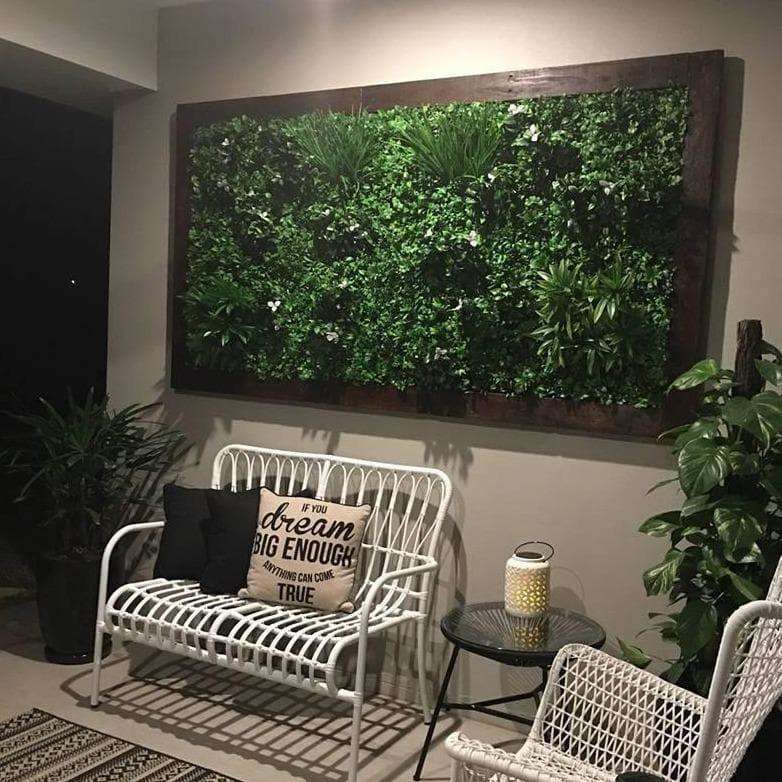 White Lily Artificial Vertical Garden / Fake Green Wall 1m x 1m UV Resistant - Designer Vertical Gardens artificial garden wall plants artificial green wall australia