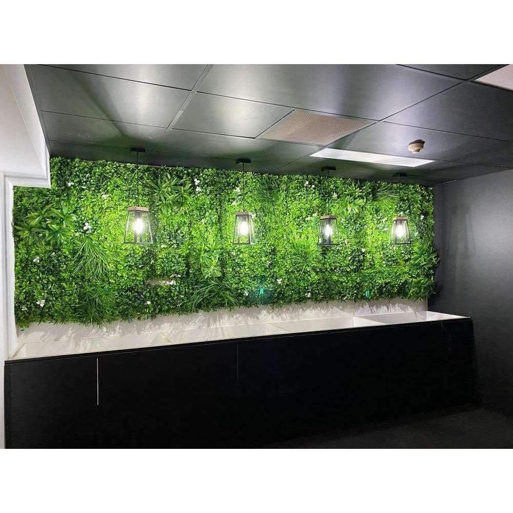 White Lily Artificial Vertical Garden / Fake Green Wall 1m x 1m UV Resistant - Designer Vertical Gardens artificial garden wall plants artificial green wall australia