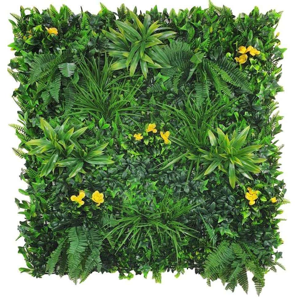 Yellow Rose Artificial Vertical Garden / Fake Green Wall 100cm x 100cm UV Resistant - Designer Vertical Gardens artificial green wall sydney artificial vertical garden melbourne